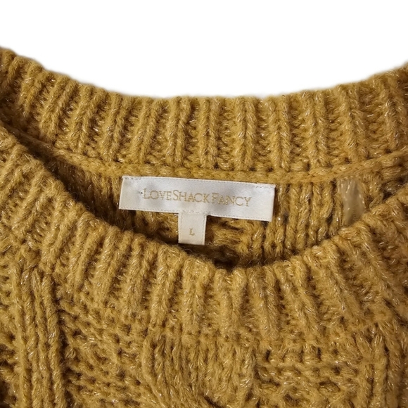 LoveShackFancy Mustard Cable Knit Sweater - Picture 5 of 11